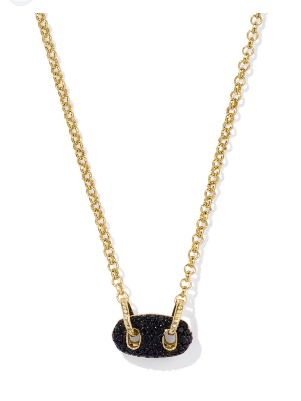 Kendra Scott Gold Chain Necklace with Black Pavé Pendant